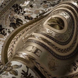 Versace|Papel pintado Versace floral ornamental crema, dorado y negro|Damasco 2