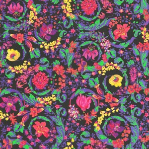 Versace|Papel pintado Versace floral ornamental crema, dorado y negro|Damasco