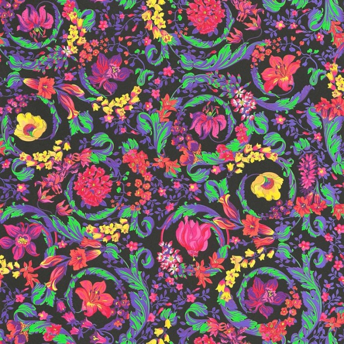 Papel pintado Versace floral ornamental negro multicolor - Versace Versace V 387061