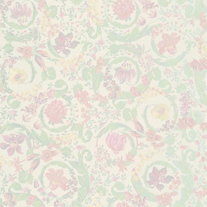 Versace|Papel pintado Versace floral ornamental tonos pastel|Papel Pintado