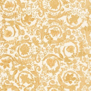 Versace|Papier peint Versace floral ornemental crème, or et noir|Damas