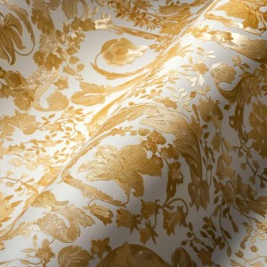 Versace|Papier peint Versace floral ornemental crème, or et noir|Damas 2