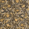 Versace|Papier peint Versace floral ornemental noir et or|Damas