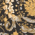 Versace|Papier peint Versace floral ornemental noir et or|Damas