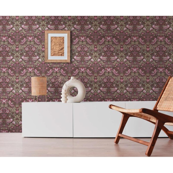 Architects Paper|Barock moderne Tapete mit Blumen, Beeren und Vögeln|Romantische Blumen