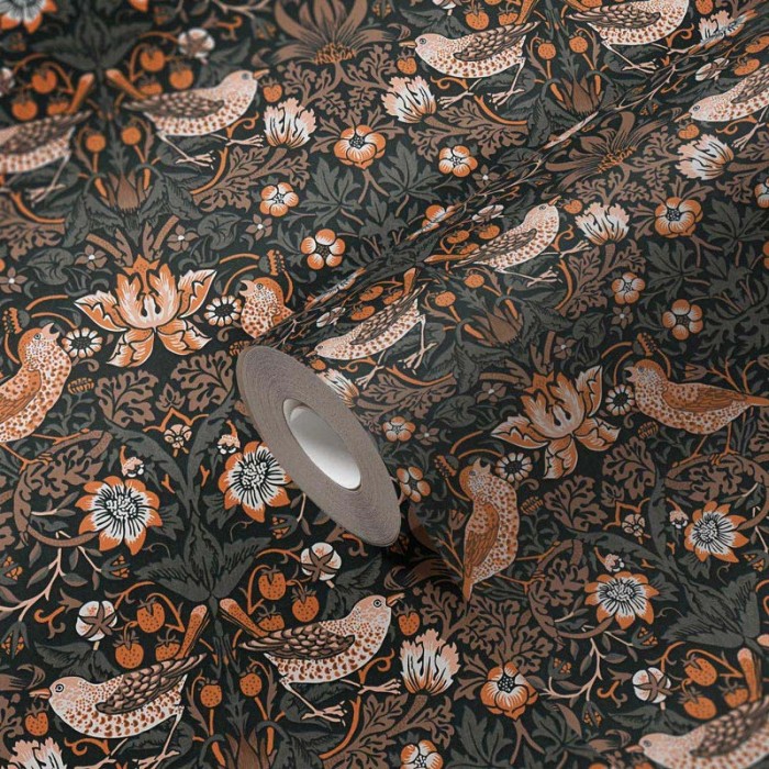 Architects Paper|Papier peint floral baroque noir et orange|Papier Peint