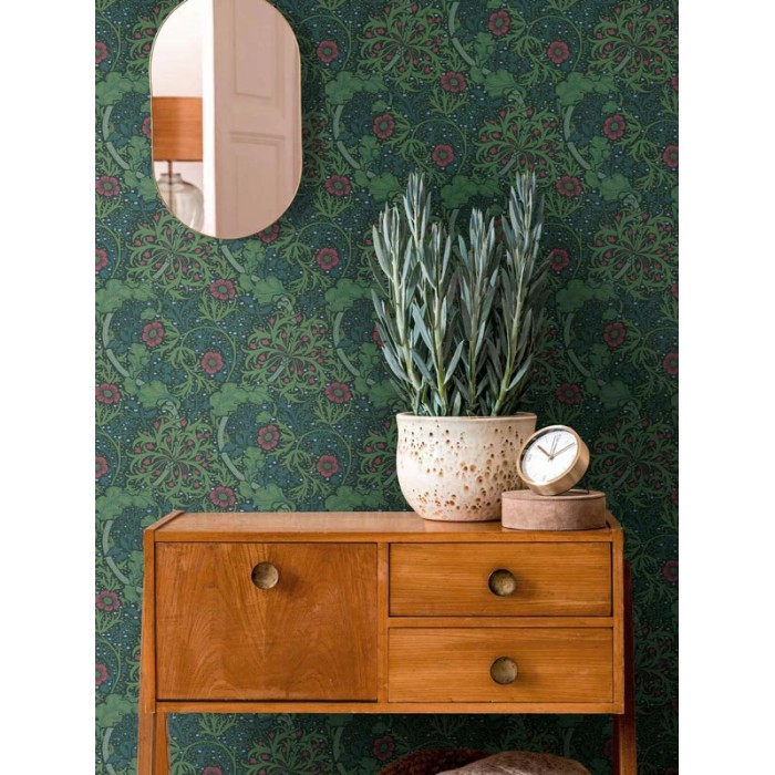 Architects Paper|Green climbing plant wallpaper with fuchsia flowers|Wallpaper