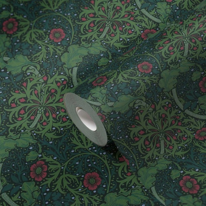 Architects Paper|Green climbing plant wallpaper with fuchsia flowers|Wallpaper