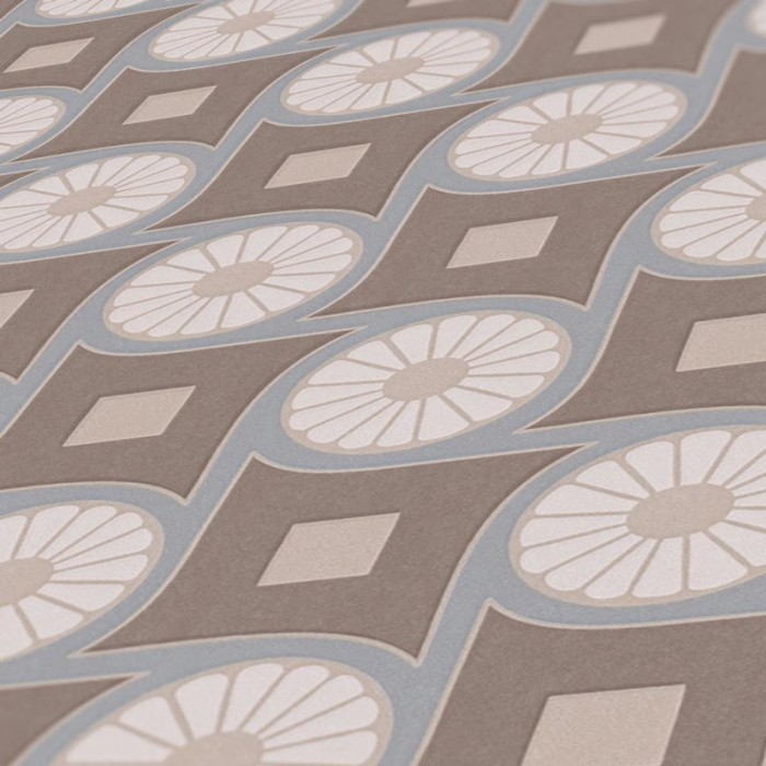 Architects Paper|Papel pintado patrón retro marrón y gris azulado|Retro