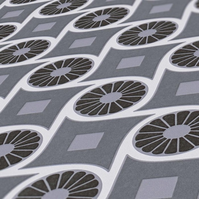 Architects Paper|Moderne graue Tapete mit Retro-Kreisen|Retro