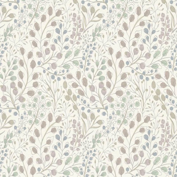 As Creation|Papel Pintado floral estilo bohemio con fondo blanco crema|Papel Pintado
