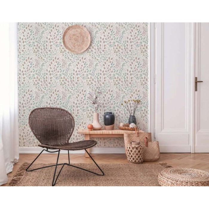 As Creation|Tapete florales im Boho-Stil mit cremeweißem Hintergrund|Tapeten