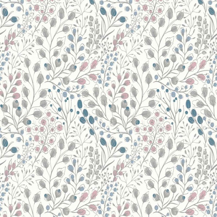 As Creation|Papel Pintado dibujos florales con flores silvestres blanco|Papel Pintado