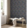 As Creation|Wallpaper black with yellow and turquoise wildflowers|Wallpaper