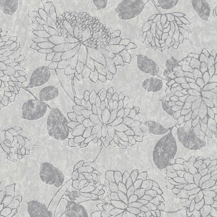 As Creation|Papel Pintado flores grandes con fondo cemento gris|Papel Pintado