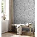 As Creation|Papier Peint grandes fleurs sur fond gris ciment|Papier Peint