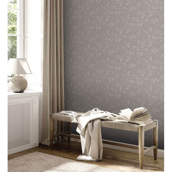 As Creation|Papel Pintado floral con hojas gris pardo|Papel Pintado