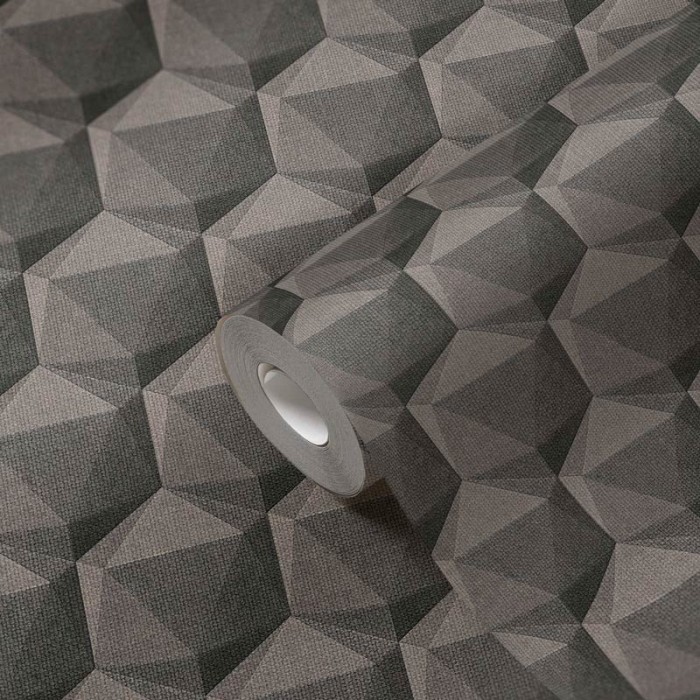 As Creation|Wallpaper modern retro with gray tone polygons|Wallpaper