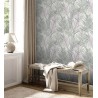 As Creation|Wallpaper green palm leaves, gray and pink tones|Wallpaper