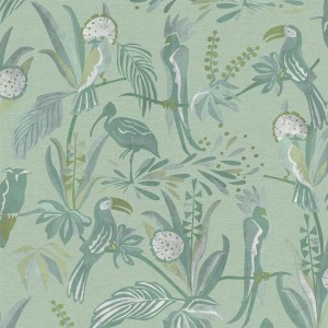 Caselio|Papel pintado textil verde caqui|Papel Pintado