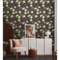 As Creation|Papel Pintado floral estampado romántico negro|Papel Pintado