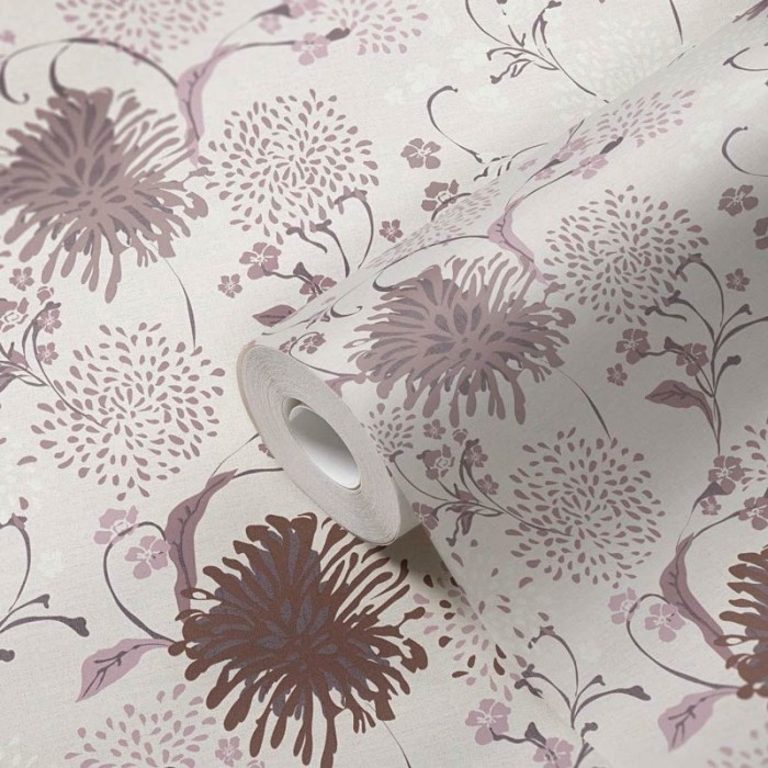As Creation|Cream and pink dandelion floral Wallpaper|Wallpaper