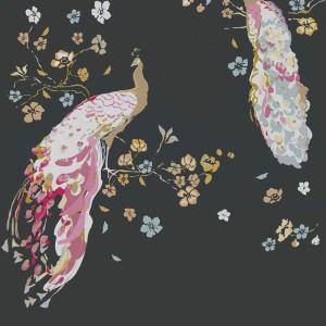 Eijffinger|Metallic silver-grey floral wallpaper|Wallpaper