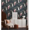 As Creation|Wallpaper black peacocks with metallic details|Wallpaper