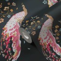 As Creation|Wallpaper black peacocks with metallic details|Wallpaper