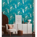 As Creation|Papel Pintado pavos reales con brillo verde turquesa|Papel Pintado