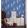 As Creation|Papier Peint paons et fleurs effet brillant bleu|Papier Peint