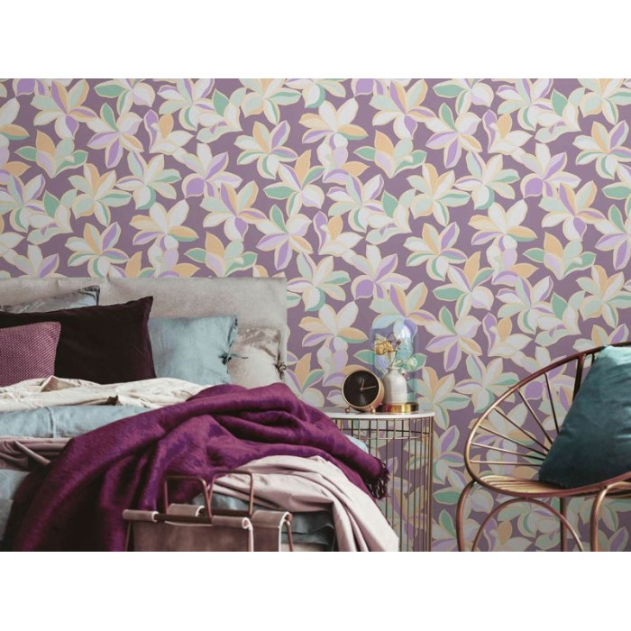 As Creation|Papel Pintado flores grandes brillo morado|Papel Pintado