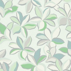 Caselio|Papier peint lotus stylisé vert mousse|Papier Peint