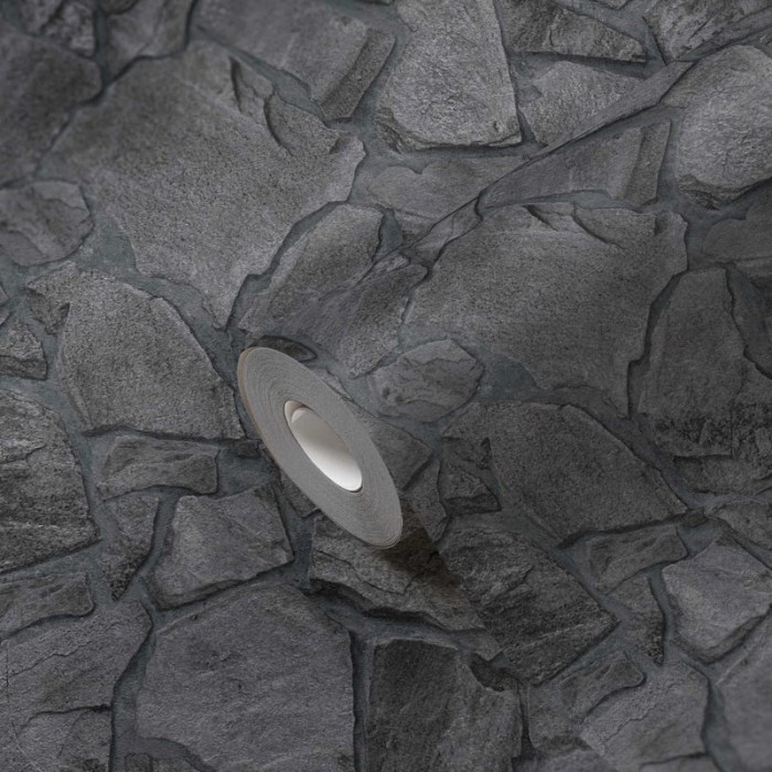 As Creation|Wallpaper dark gray natural stone wall|Stone Imitation