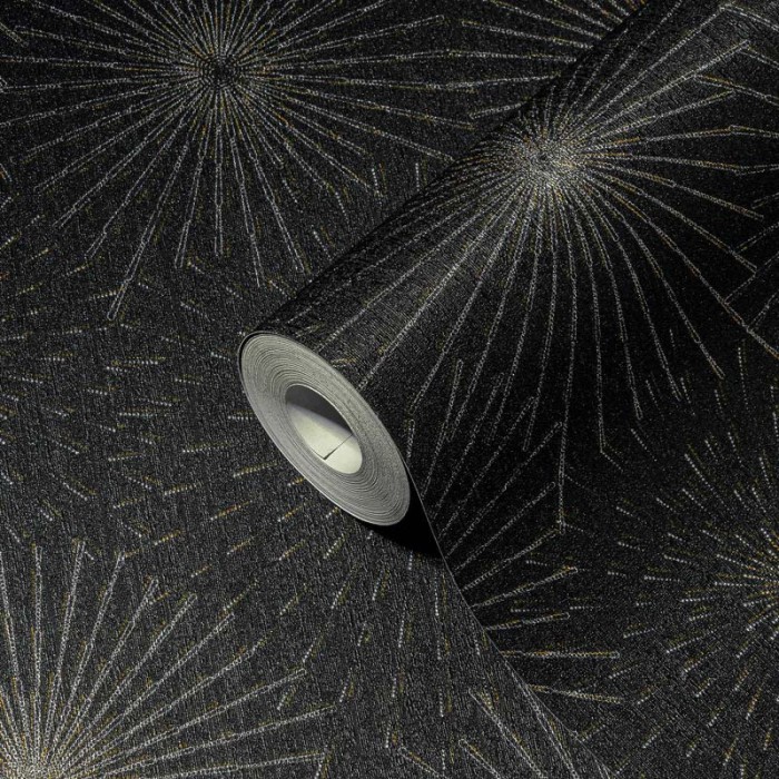 As Creation|Papier Peint moderne motif étoilé noir métallisé|Papier Peint