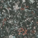 As Creation|Tapete schwarzer Blumendruck mit Blumen in Grau und Grün|Tapeten