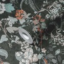 As Creation|Papier Peint floral noir avec des fleurs en gris et vert|Papier Peint
