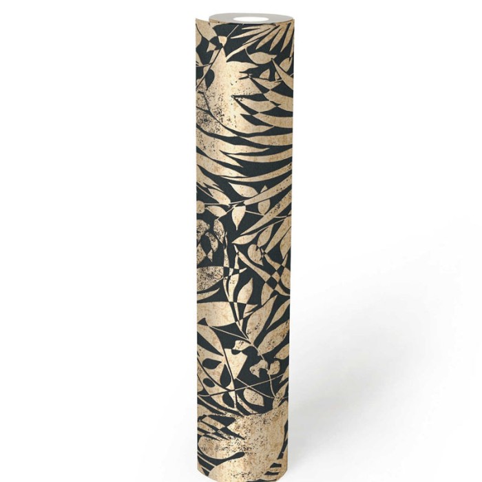 As Creation|Papel Pintado estampado hojas dorado metalizado|Papel Pintado