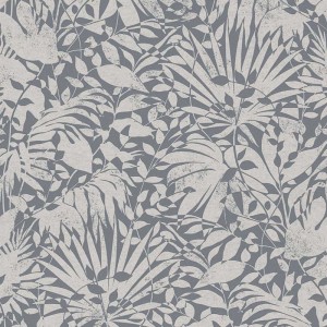 As Creation|Metallic silver gray floral leaf Wallpaper|Wallpaper