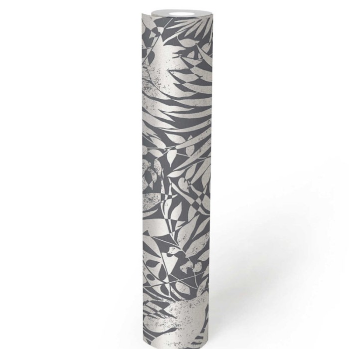 As Creation|Silver floral wallpaper with textured leaf effect|Wallpaper
