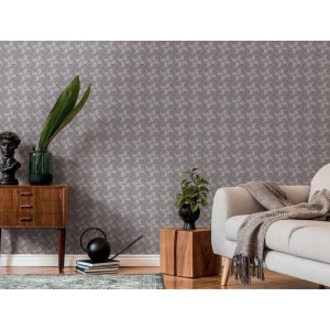 Grandeco|Wooden-effect geometric mustard yellow wallpaper|Retro 2