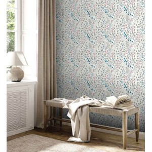Casadeco|Floral wallpaper with strawberries and almond green background|Floral 2