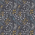 Papeldecor|Papel Pintado florecillas fondo negro amarillo|Papel Pintado
