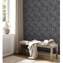 Papeldecor|Tapete kleine Blumen schwarzer Hintergrund gelb|Tapeten
