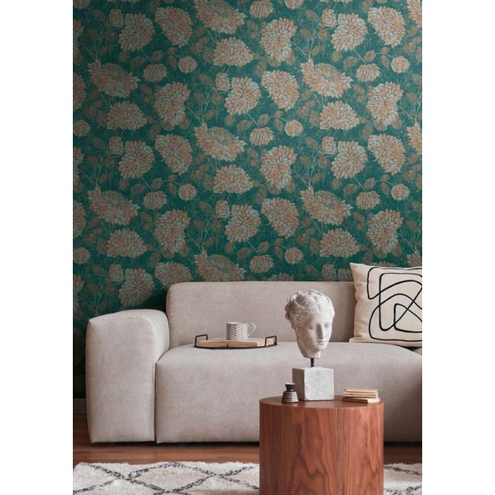 Papeldecor|Tapete große Blumen leuchtend grün|Tapeten