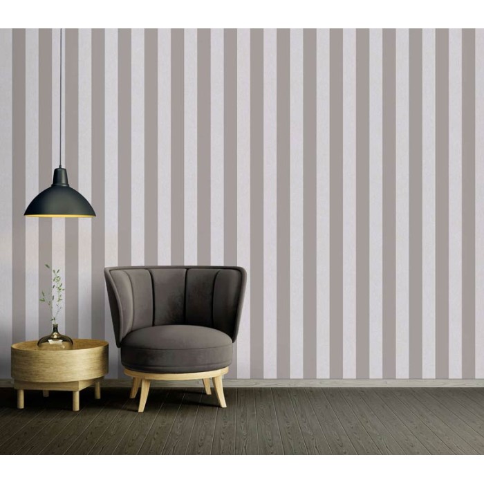 Papeldecor|Papier Peint rayures marron gris craie|Papier Peint