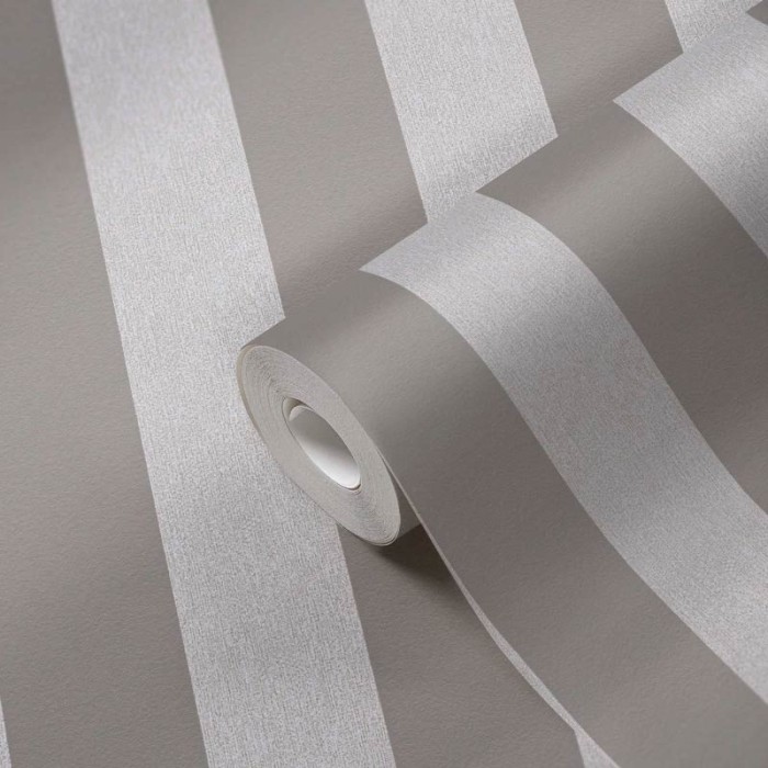 Papeldecor|Papier Peint rayures marron gris craie|Papier Peint
