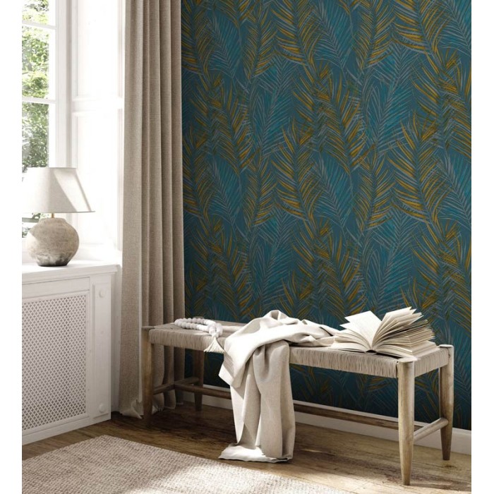 Papeldecor|Wallpaper green teal yellow palm|Wallpaper
