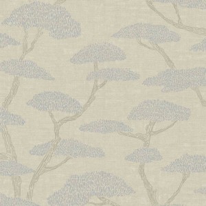 Casadeco|Oriental floral wallpaper with black water lily petals|Japanese Flowers