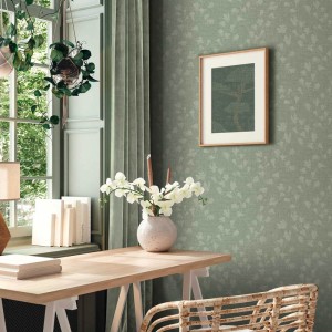 Casadeco|White floral wallpaper, English style, ideal for elegant living rooms|Floral 2